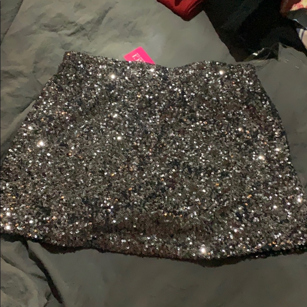 Silver sequin skirt